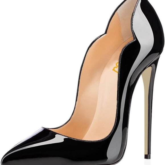 Women High Heel Pumps Synthetic Leather Pointed Toe Dress Shoes Size 10 - Picture 1 of 6